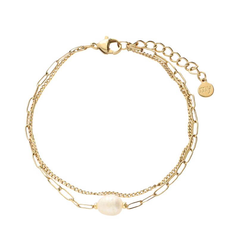 Bracelet With Pearl Bead - Gold