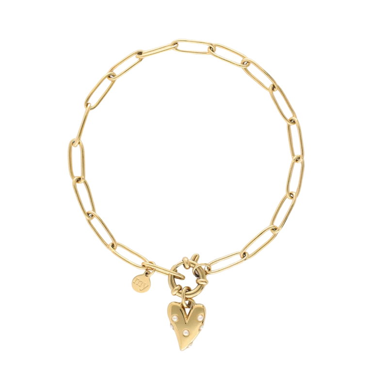 Bracelet Pearls & Heart - Gold
