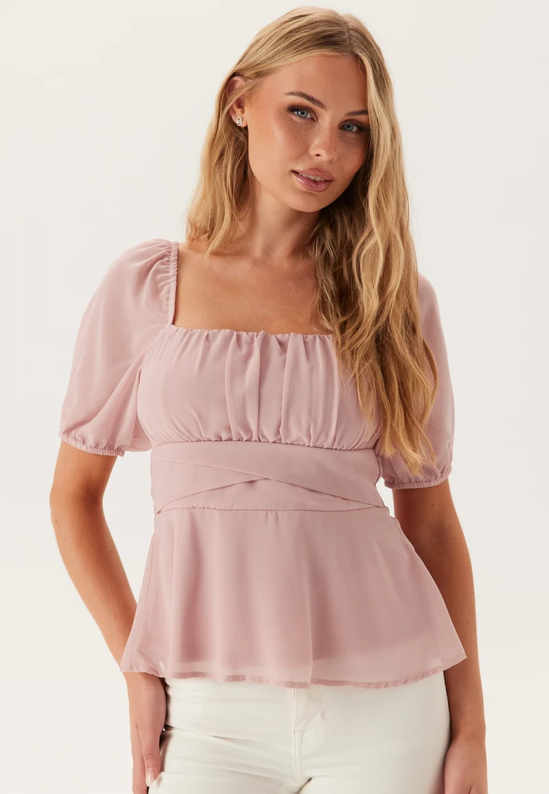 Square Neck S/S Georgette Blouse