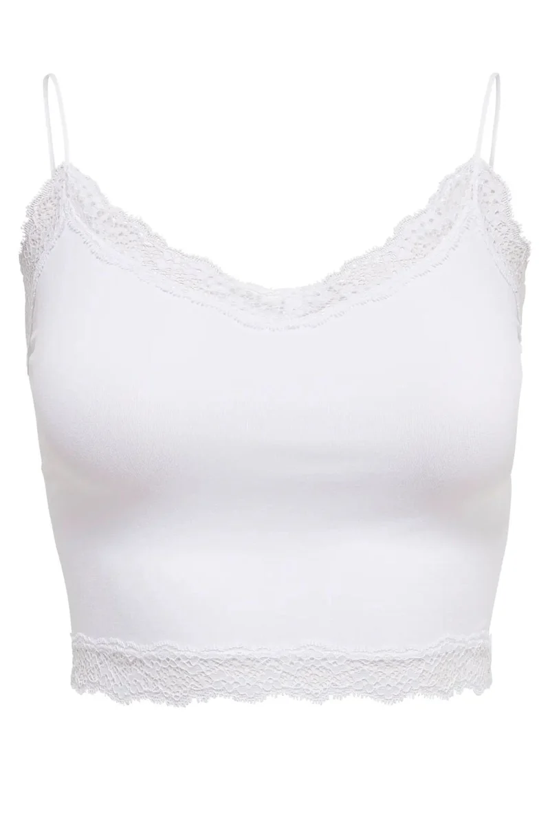 Only - Onlvicky Lace Seamless Cropped Top - 3262808 Bright White