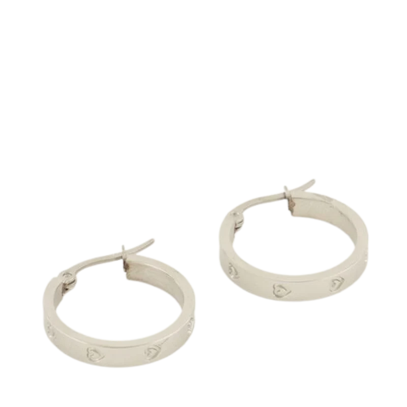 Earrings Engraved Hearts - Silver