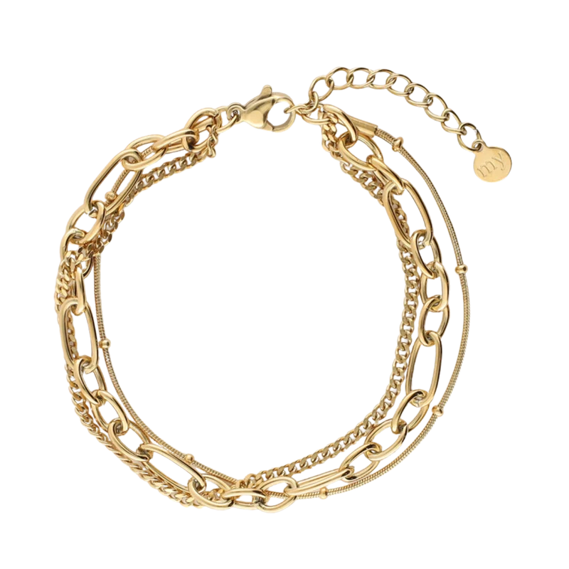 Bracelet three-layered balls - Gold