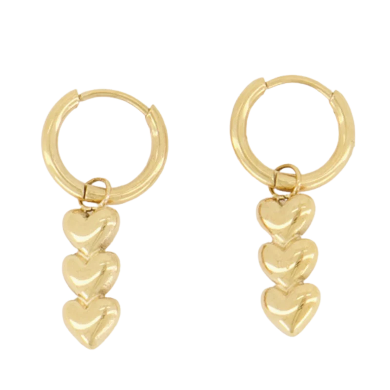 Earring Three Hearts - Gold
