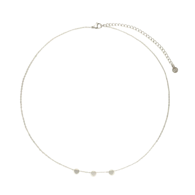 Necklace With Three Hearts - Silver