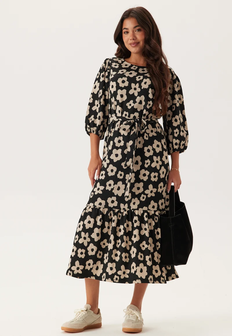 Structure Flounce Midi Dress