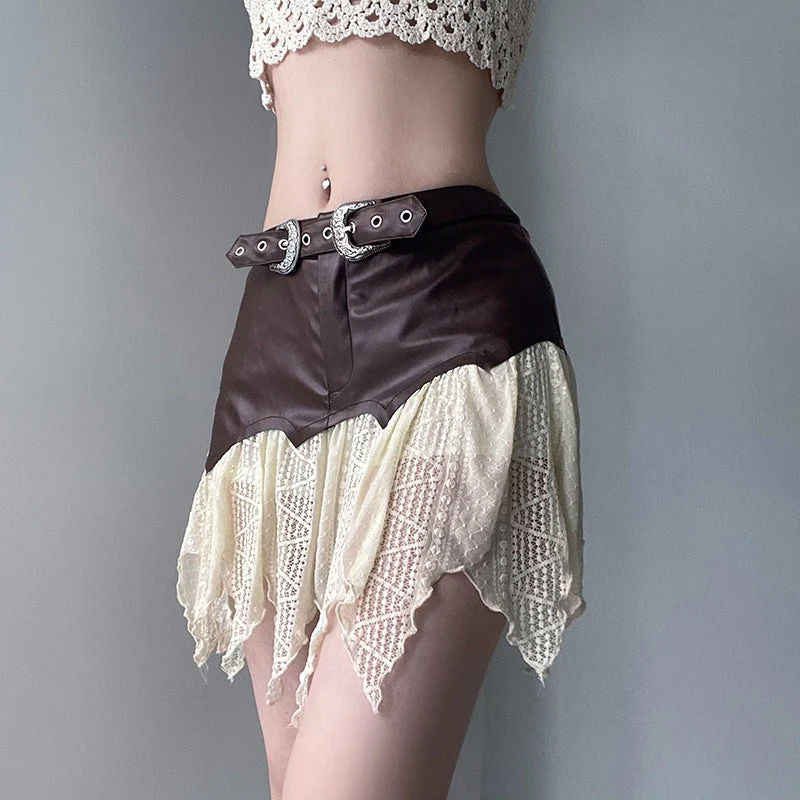 Mia | Modern Asymmetrical Kort Kjol med Spets
