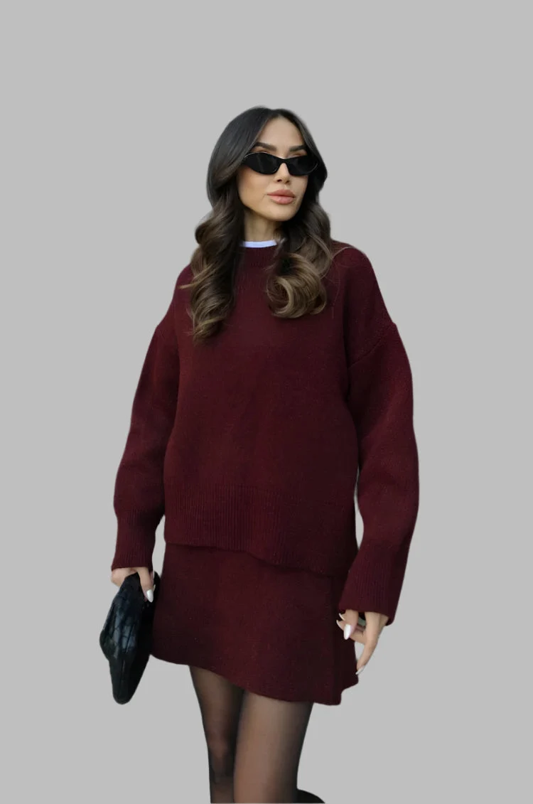 Sofia | Elegant Tvådelat Set Dam Kjol med Oversized Tröja