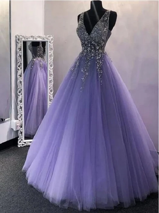 Sparkly Lavender Tyll Balklänning Black Girls Slay Balklänning Puffig Balklänning #201222