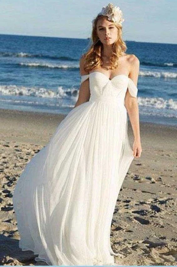 Boho Beach Off Shoulders sommar bröllopsklänningar