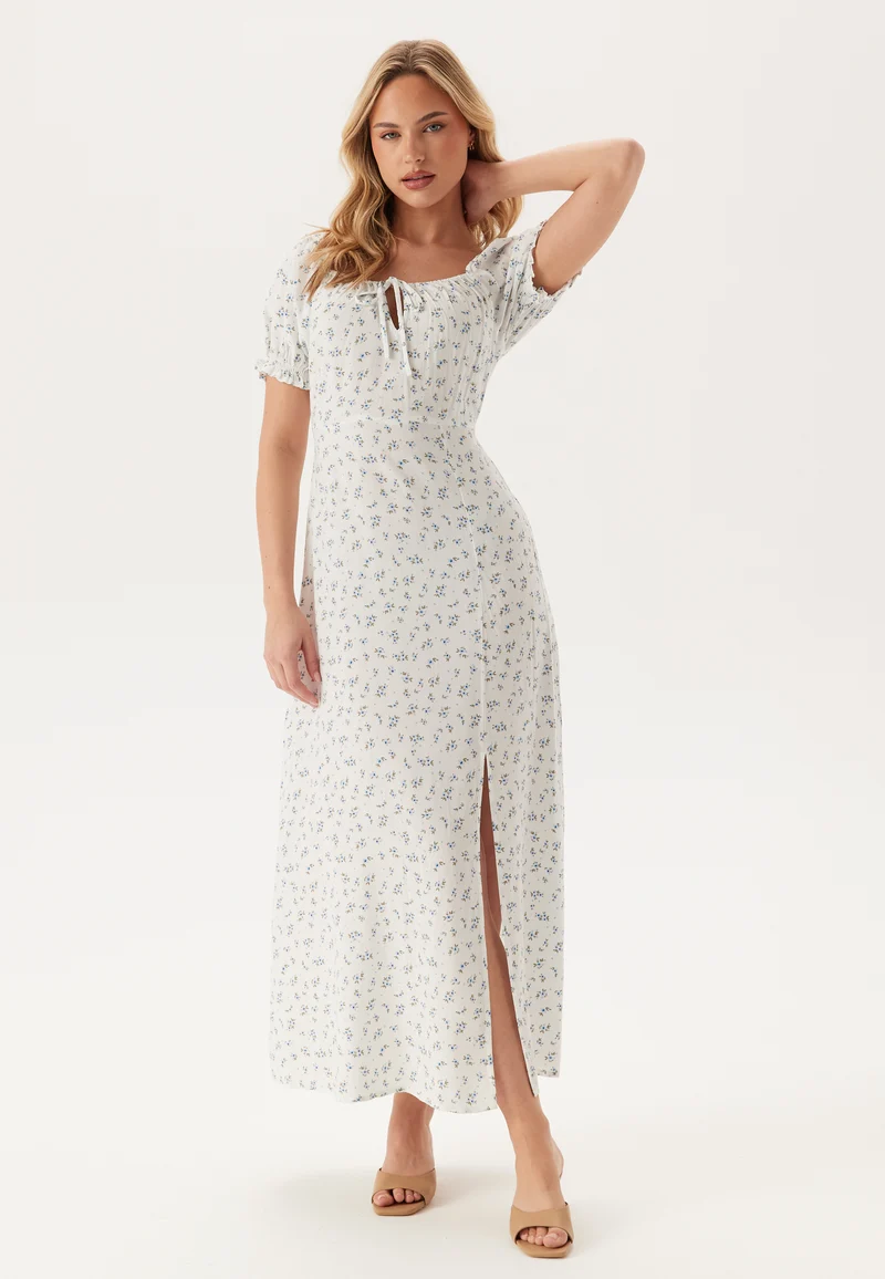 Front Tie Long Viscose Dress