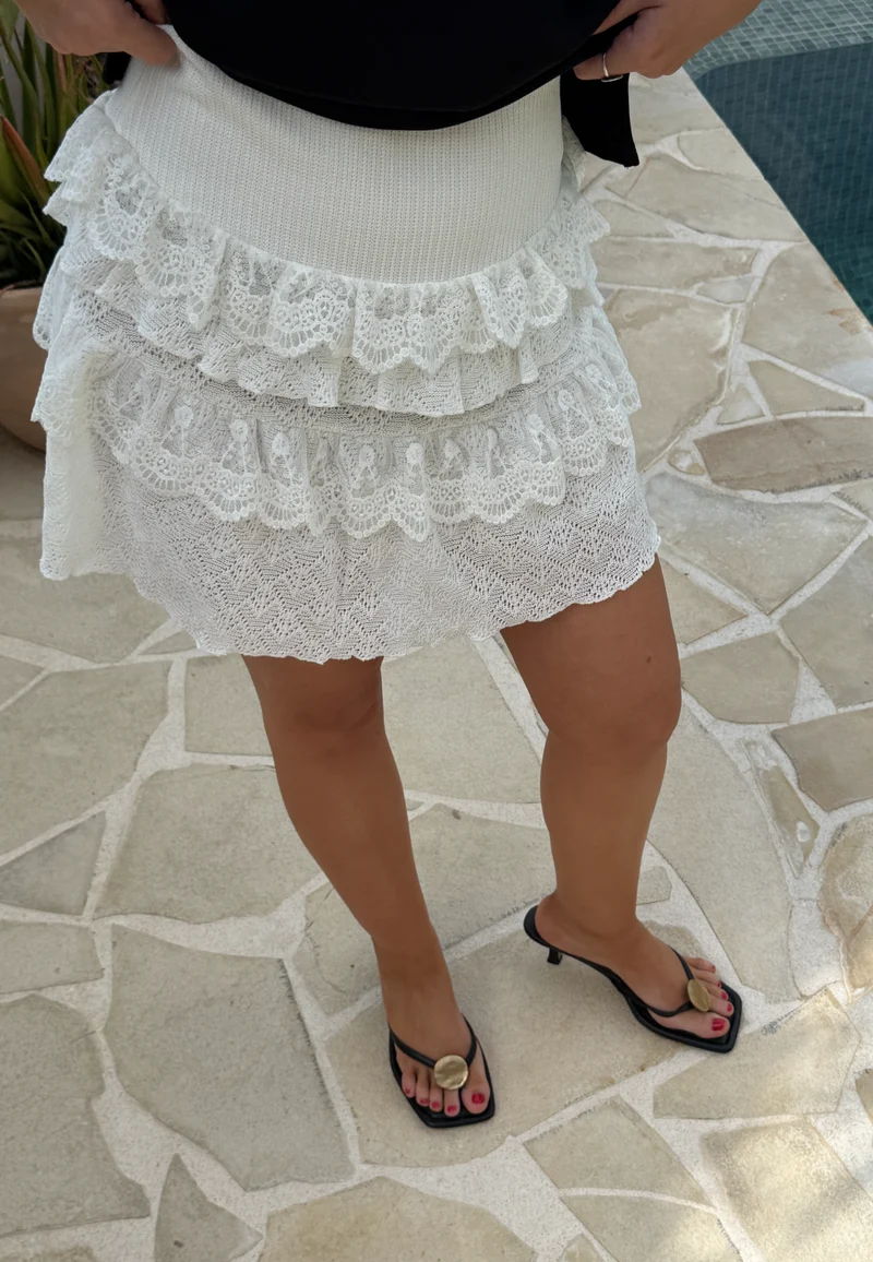 Knitted Frill Mini Skirt