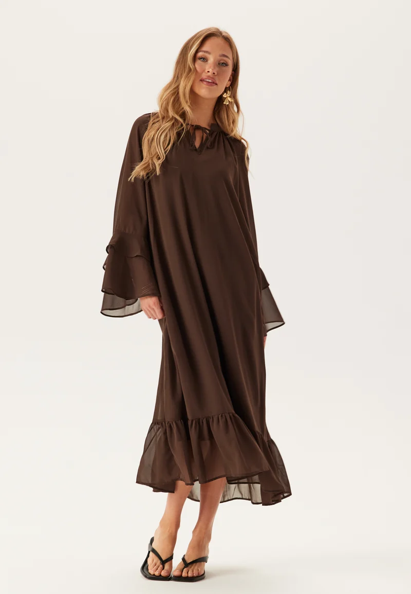Objgina L/S RE V-NECK MIDI DRE