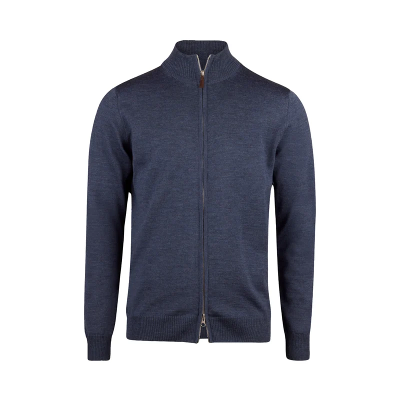 Cardigan Knitted Fullzip Merino - Dark Blue