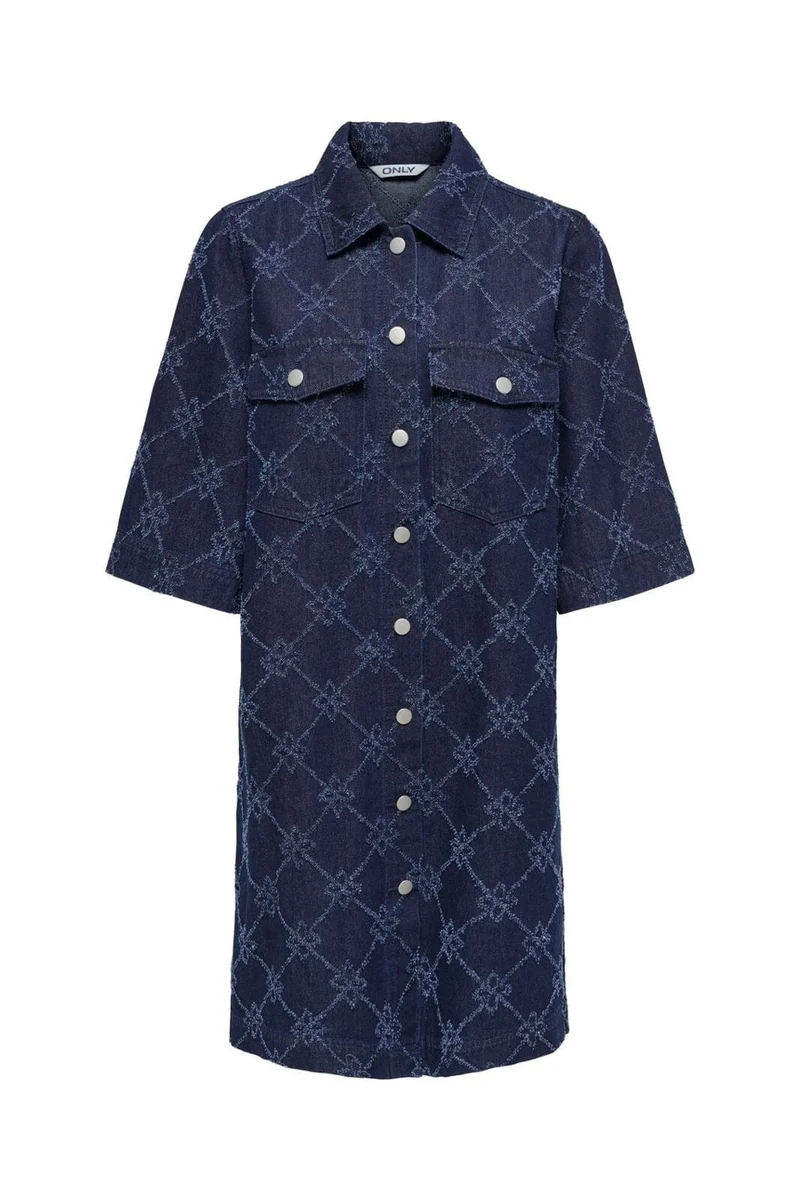 Only - Onlbella Wide Sleeves Print Dress - 5051335 Dark Blue Denim