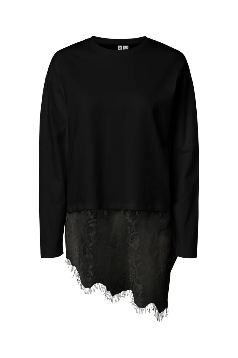 Pieces - Pcmave Ls Lace Top - 5205150 Black