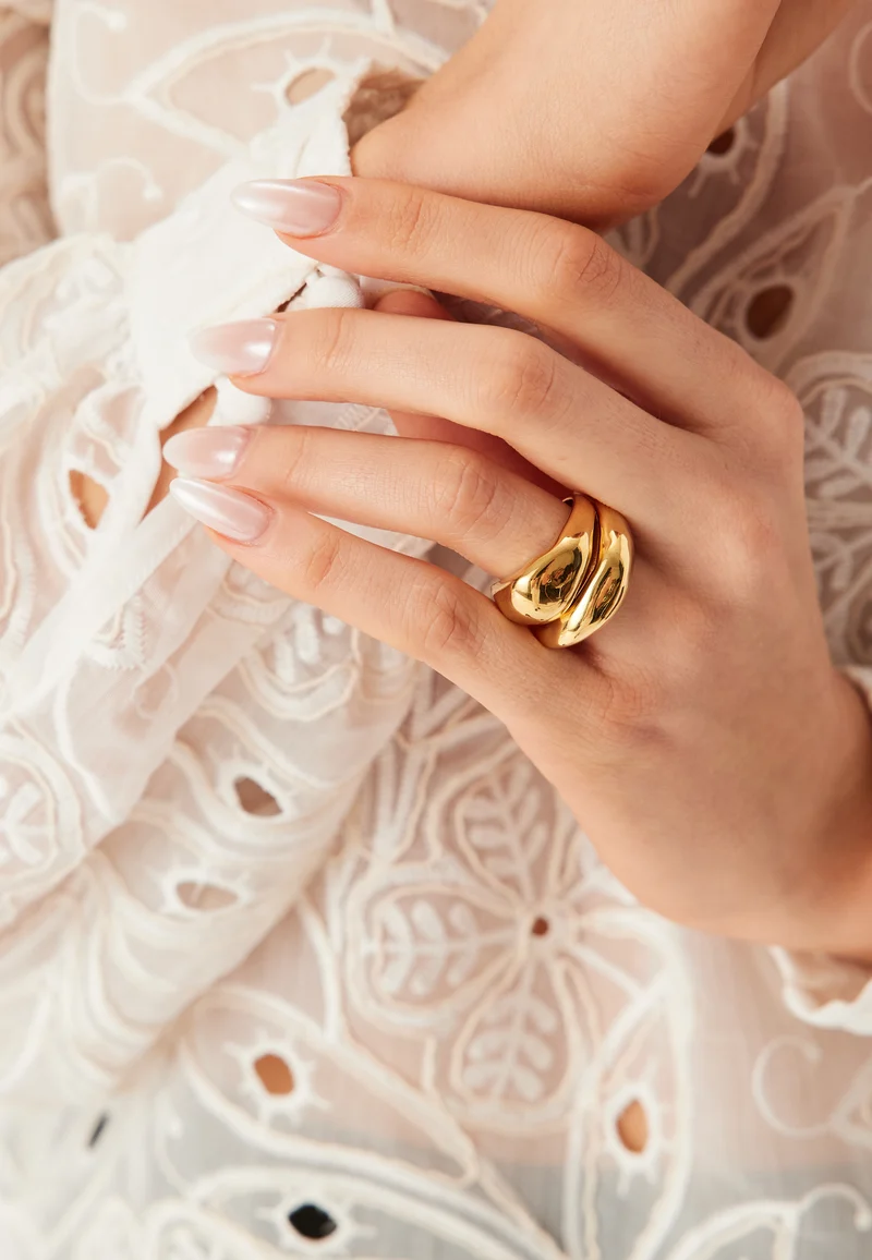 Dune Rings, 2-in-1 Set, Gold-p