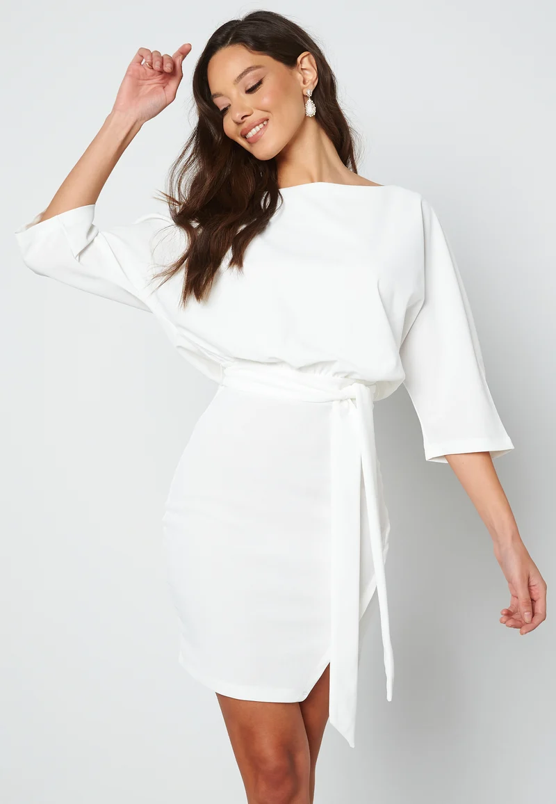 Knot Slit Short Dress