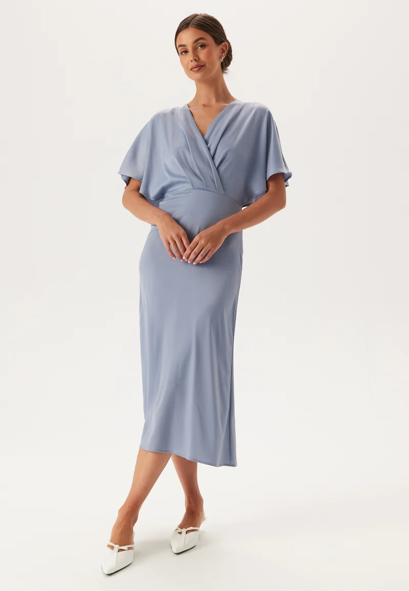 Wrap Satin Midi Dress