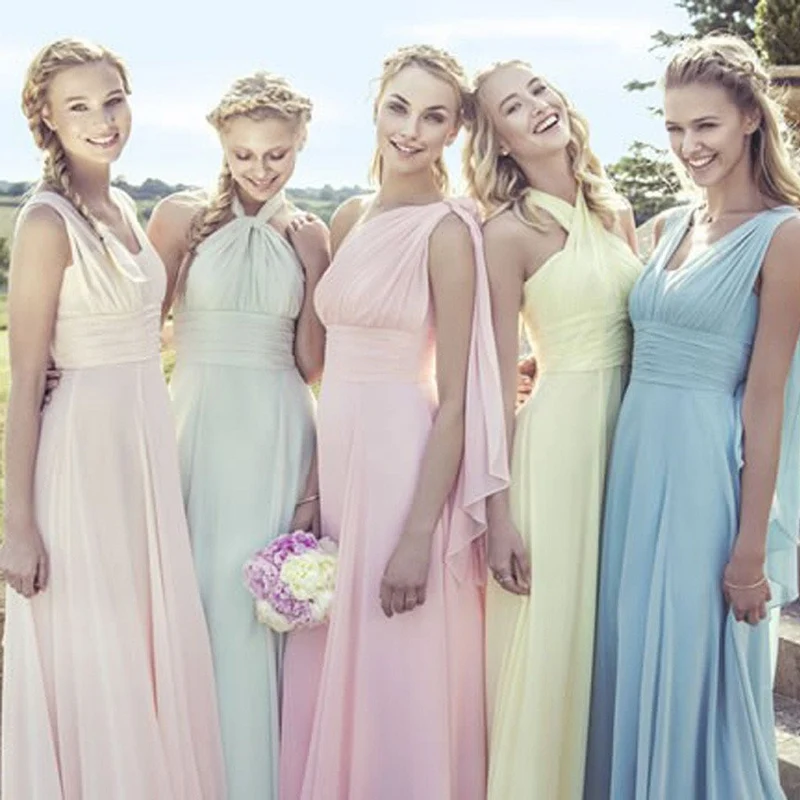 Pastell olika Chiffong Infinite Beach Brudtärneklänningar