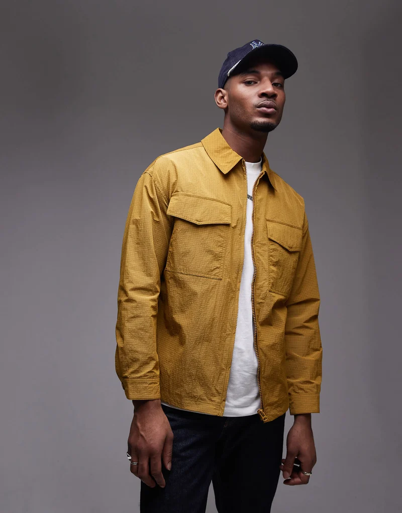 Topman lightweight ripstop jacket in mustard