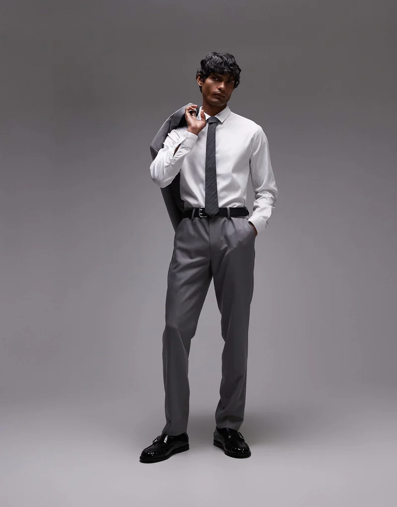 Topman slim suit trousers in grey