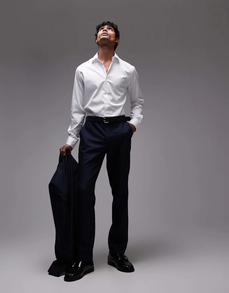 Topman slim suit trousers in navy