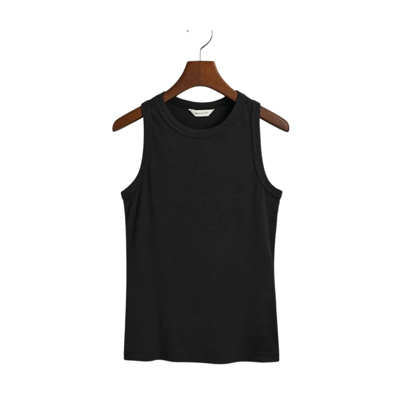 High Neck Rib Tank Top - 5 Black