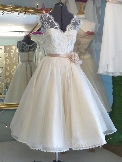Telängd Antik bröllopsklänning 1950-tals vintage bröllopsklänning Retro bröllopsklänning WS043