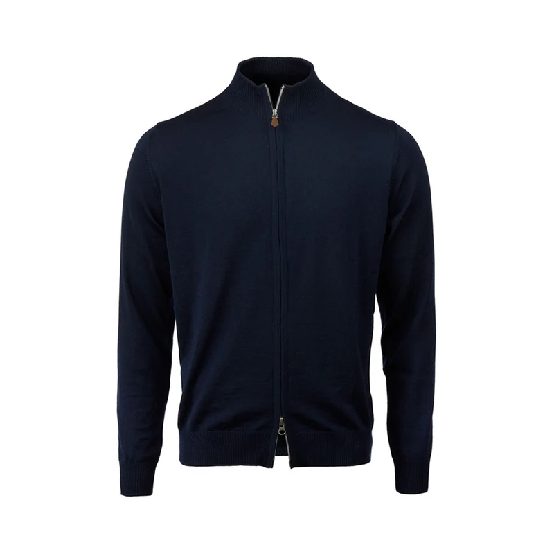 Cardigan Knitted Fullzip Merino - Navy