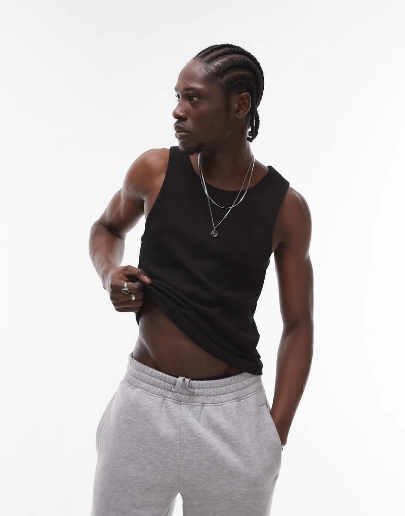 Topman rib vest in black