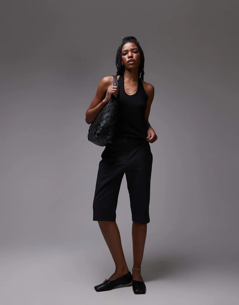 Topshop rib halter top in black