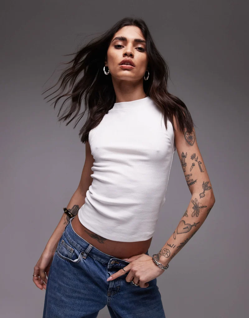 Topshop slim tank in white