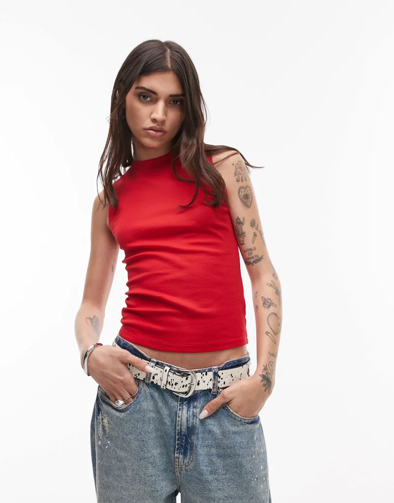 Topshop slim tank in cherry red