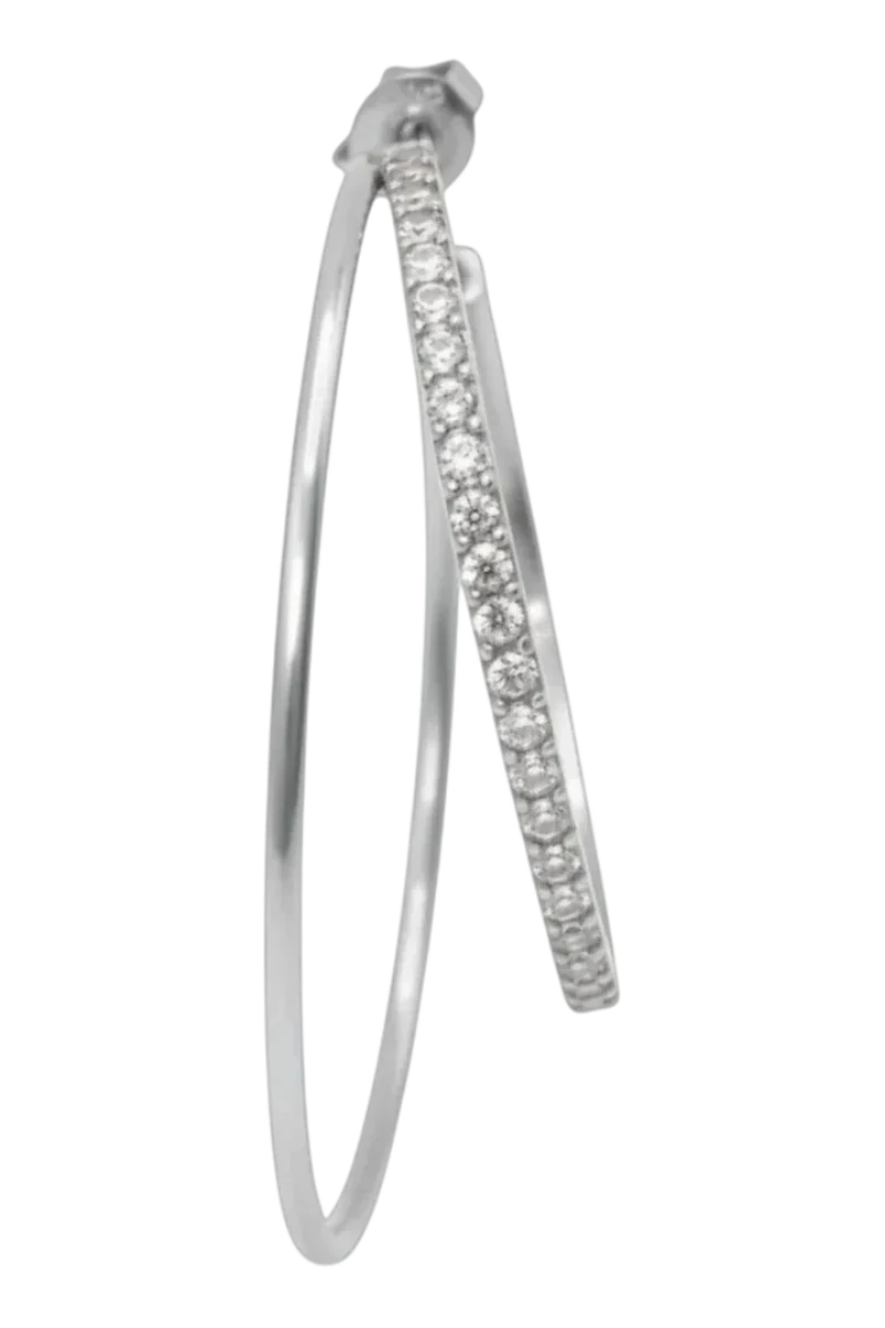 Jane Kønig - Double Olympia Hoop With Stones DOHS-SS26-SS-SEFT - Silver