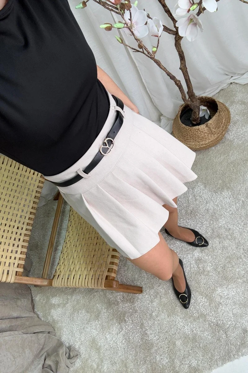 A-bee - Pleated Skirt CAMILLE - Cream