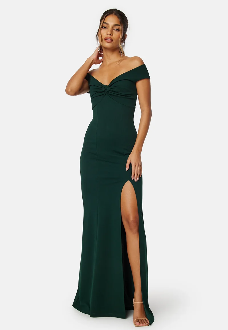 Twist Off Shoulder Gown