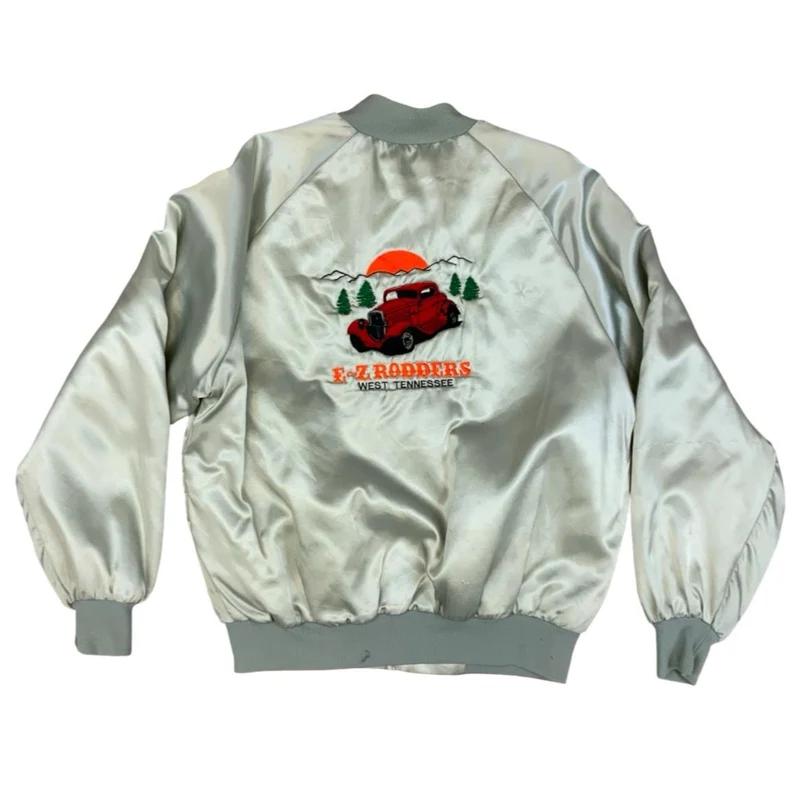 Vtg USA EZ Rodders Tennessee Hot Rod 34 Ford Embroidered Nylon Varsity Jacket L