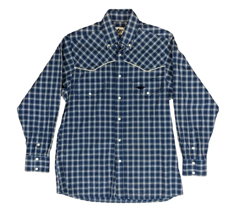 STARS AND STRIPES PIPED YOKE PLAID WESTERN SHIRT ROCKABILLY COUNTRY SMALL