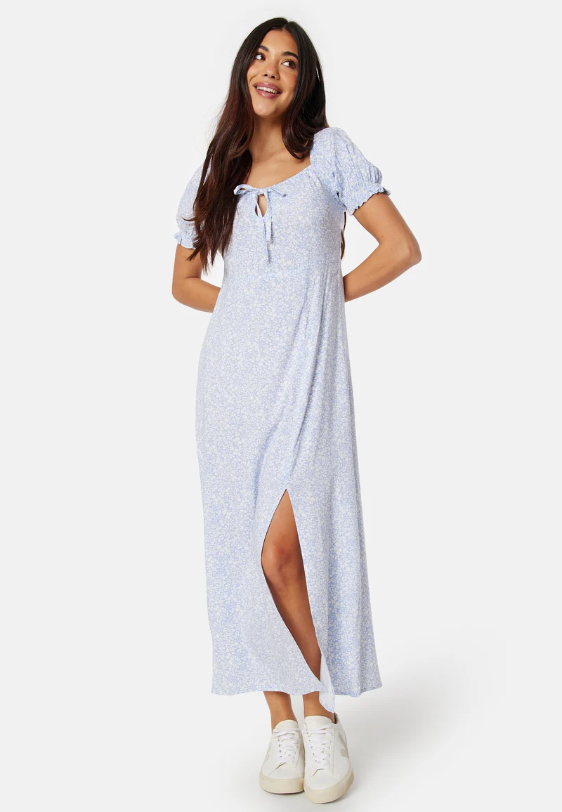 Front Tie Long Viscose Dress