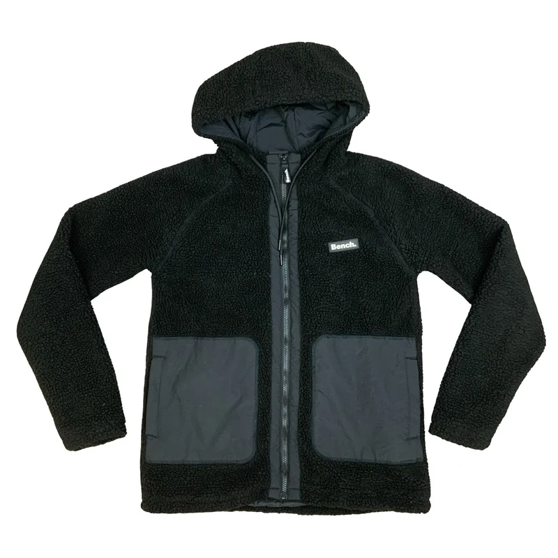 Y2K Womens Bench Fifi Sherpa Spell-Out Logo Hooded Zip-Up Jacket Large