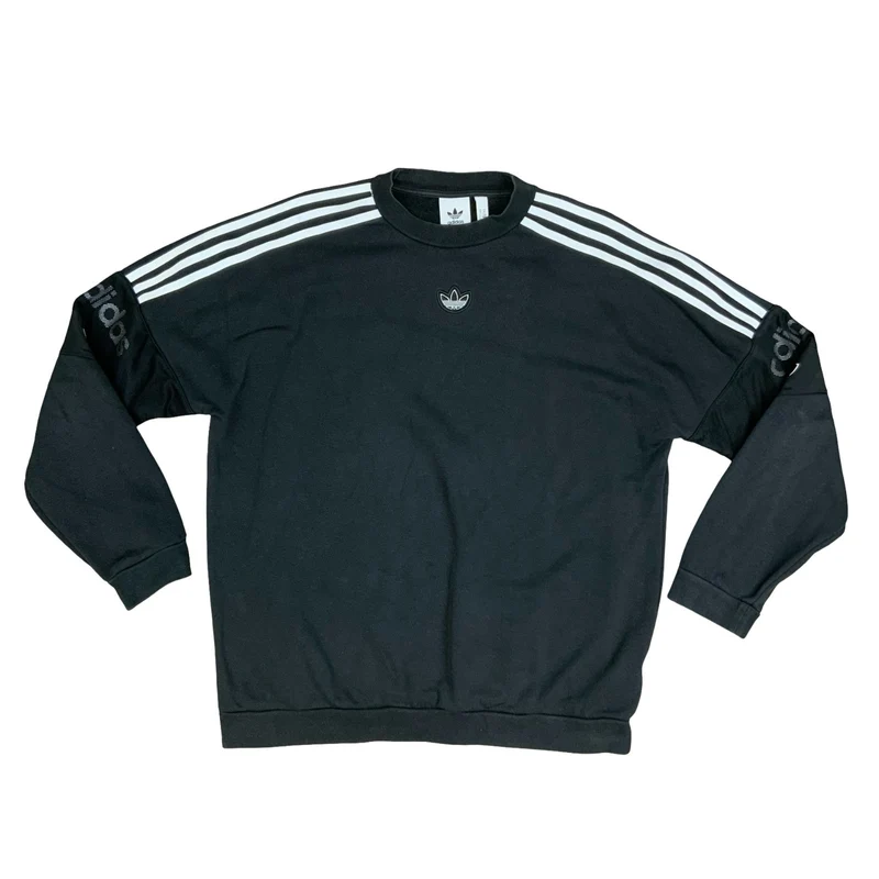 Adidas Originals Trefoil Logo Black Sweater Crewneck Jumper Medium