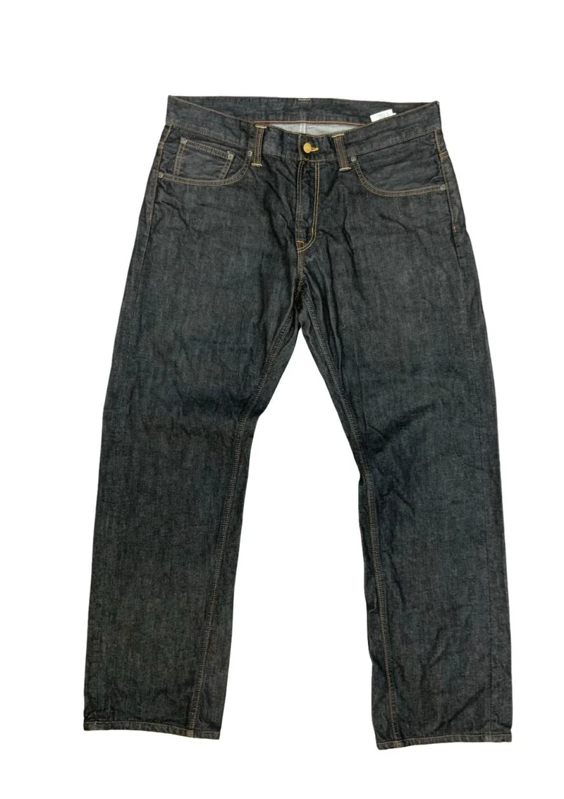 CARHARTT BRONCO PANT DARK INDIGO DENIM JEANS STRAIGHT LEG RAW 36”W 33”L