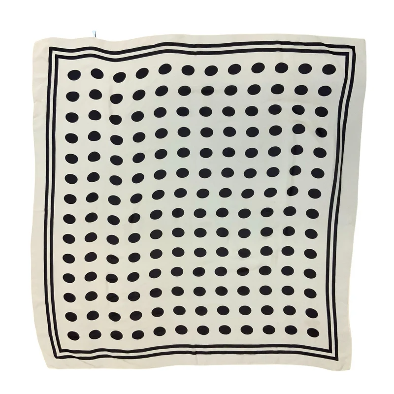 VTG CREAM BROWN BOLD POLKA-DOT GEOMETRIC STATEMENT NECKERCHIEF SQUARE SCARF