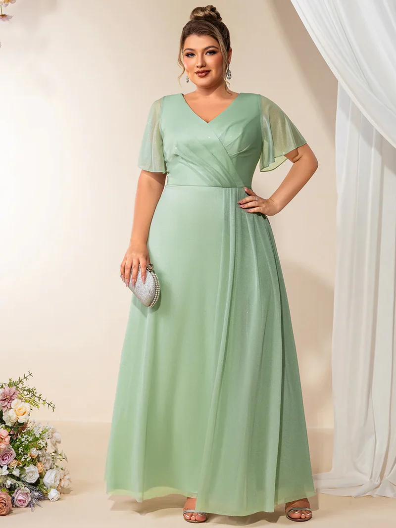 Lång klänning med ärm mint green