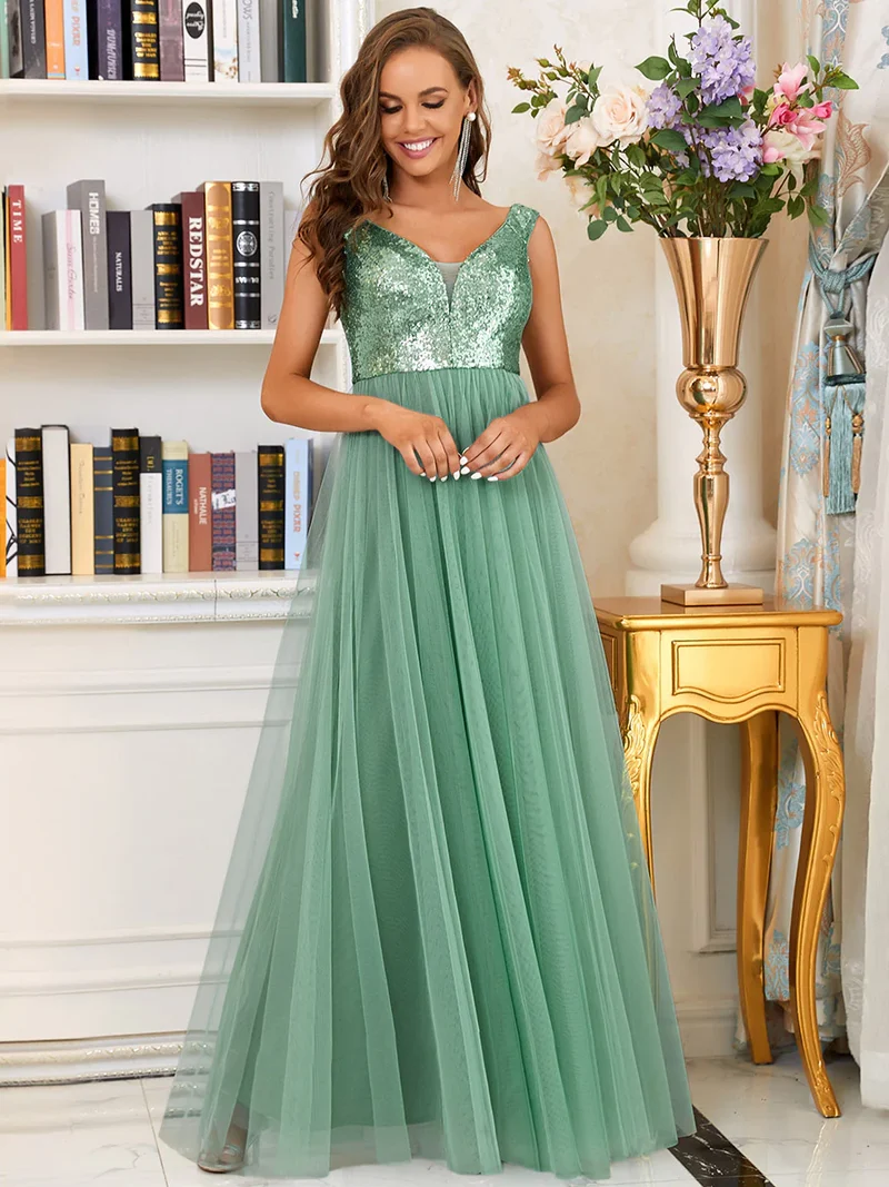 REA Lång klänning med off shoulder green