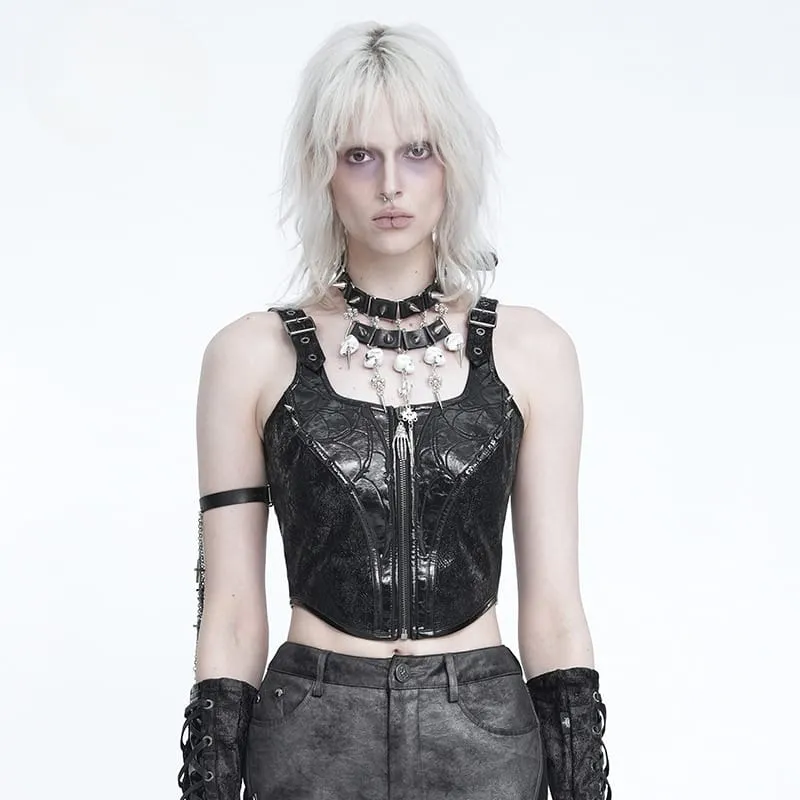 Dam-bustier med punkspets och dragkedja framtill