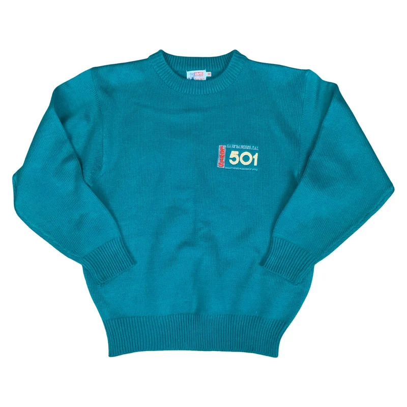 VTG 'LEVI'S' AUTHENTIC WESTERN WEAR 501 LOGO TEAL GREEN PULLOVER SWEATSHIRT L