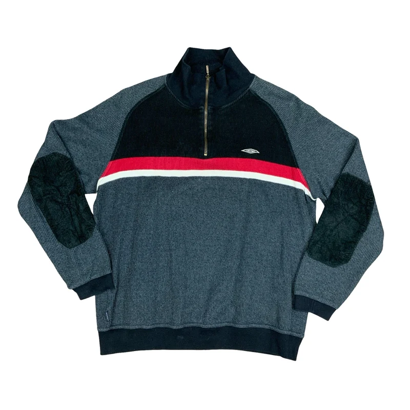 Vintage 90s Umbro Retro Colour Blocked 1/4 Zip Sweater Jumper Crewneck XL