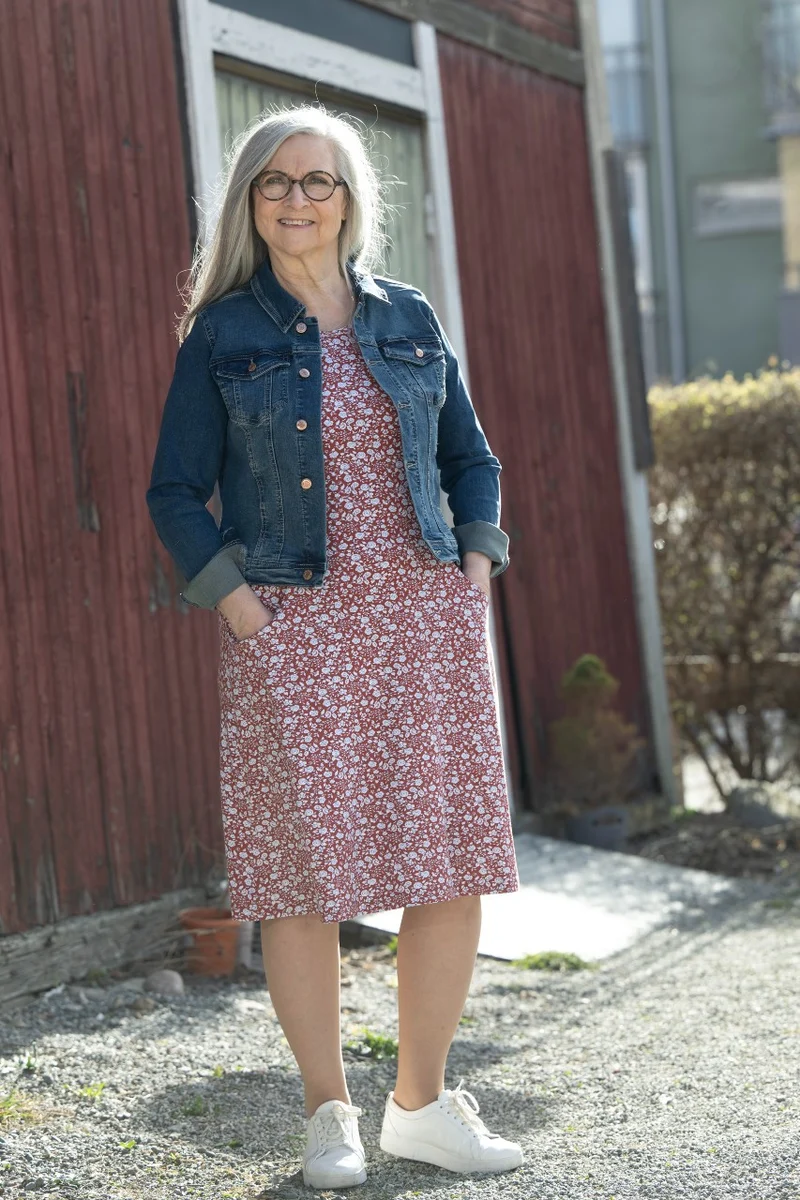 Bambutrikåklänning med avtag i midjan