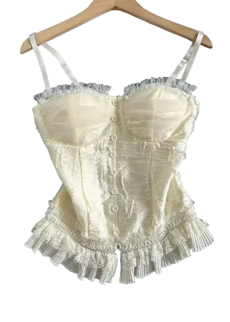 Dam Spaghetti Strap Topp Patchwork Design